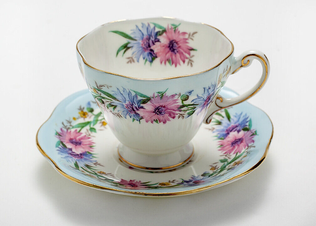 Foley Blue Cornflower Tea Cup & Saucer, Fabulous Condition