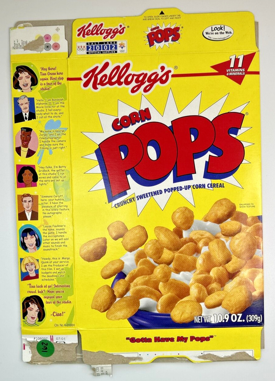 2002 Empty Kellogg\'s Corn Pops 10.9OZ Cereal Box SKU U198/162
