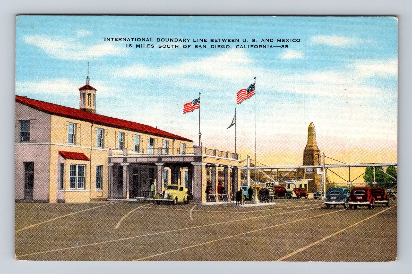 San Diego CA-California, International Boundary Line, Antique, Vintage Postcard
