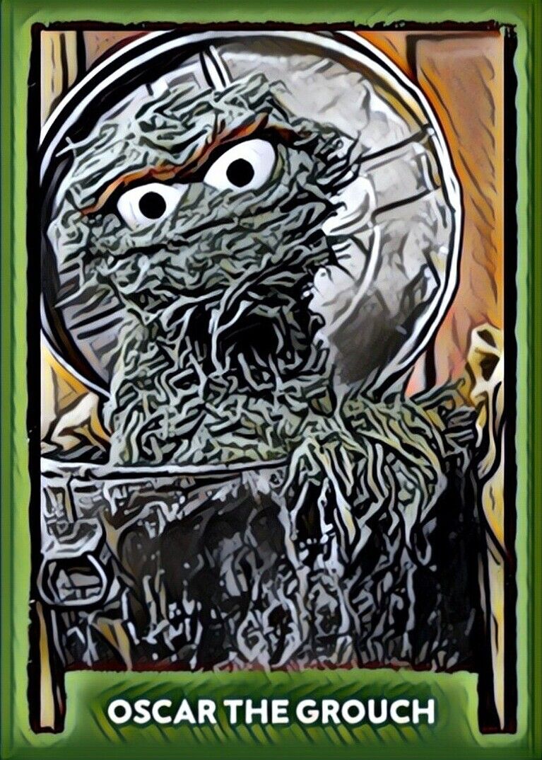 Oscar The Grouch Muppets Custom Holographic Trading Card \