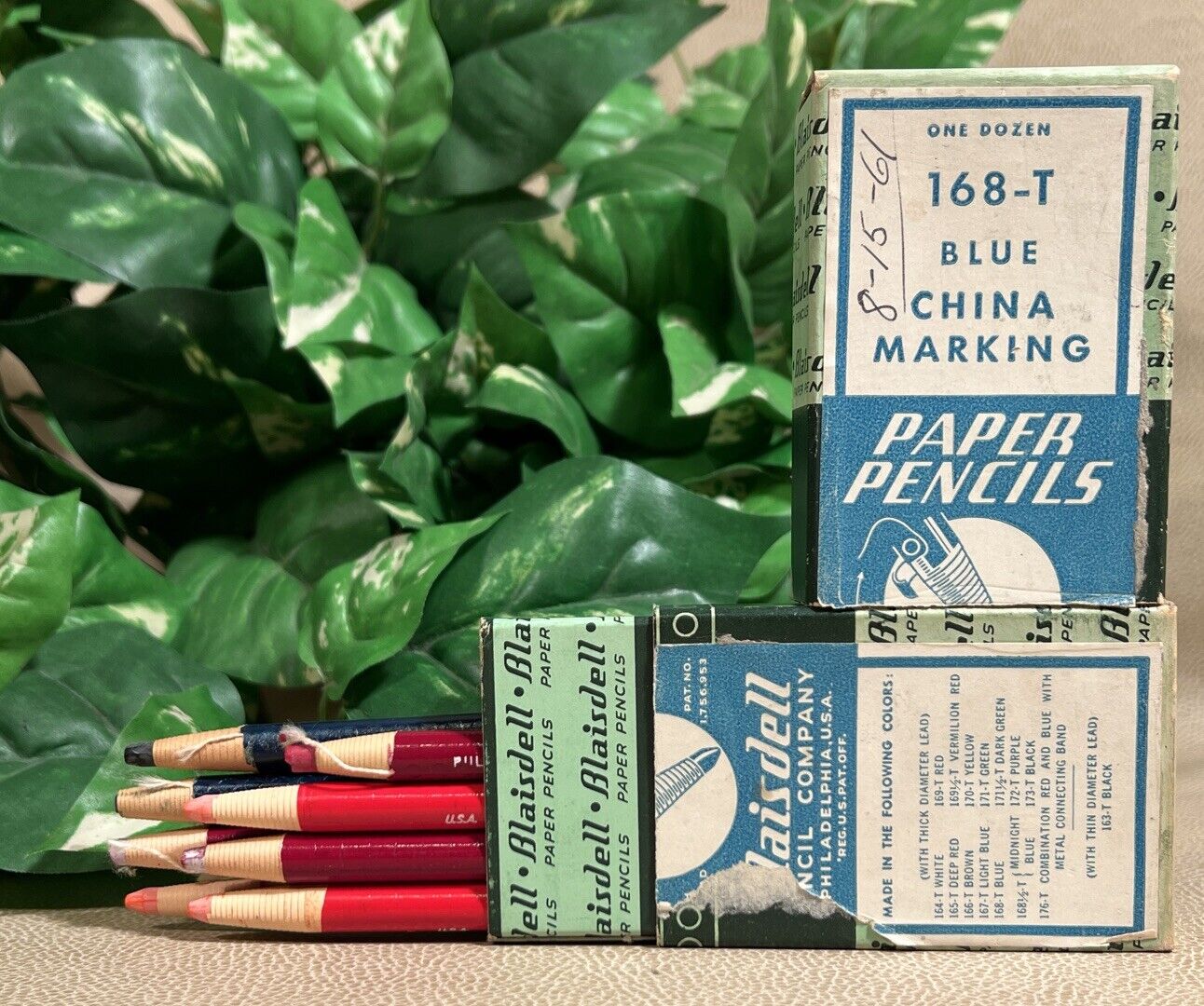 Vintage Blaisdell China Marker Paper Pencils - 165T, 168T, & 169T  - in 168T Box