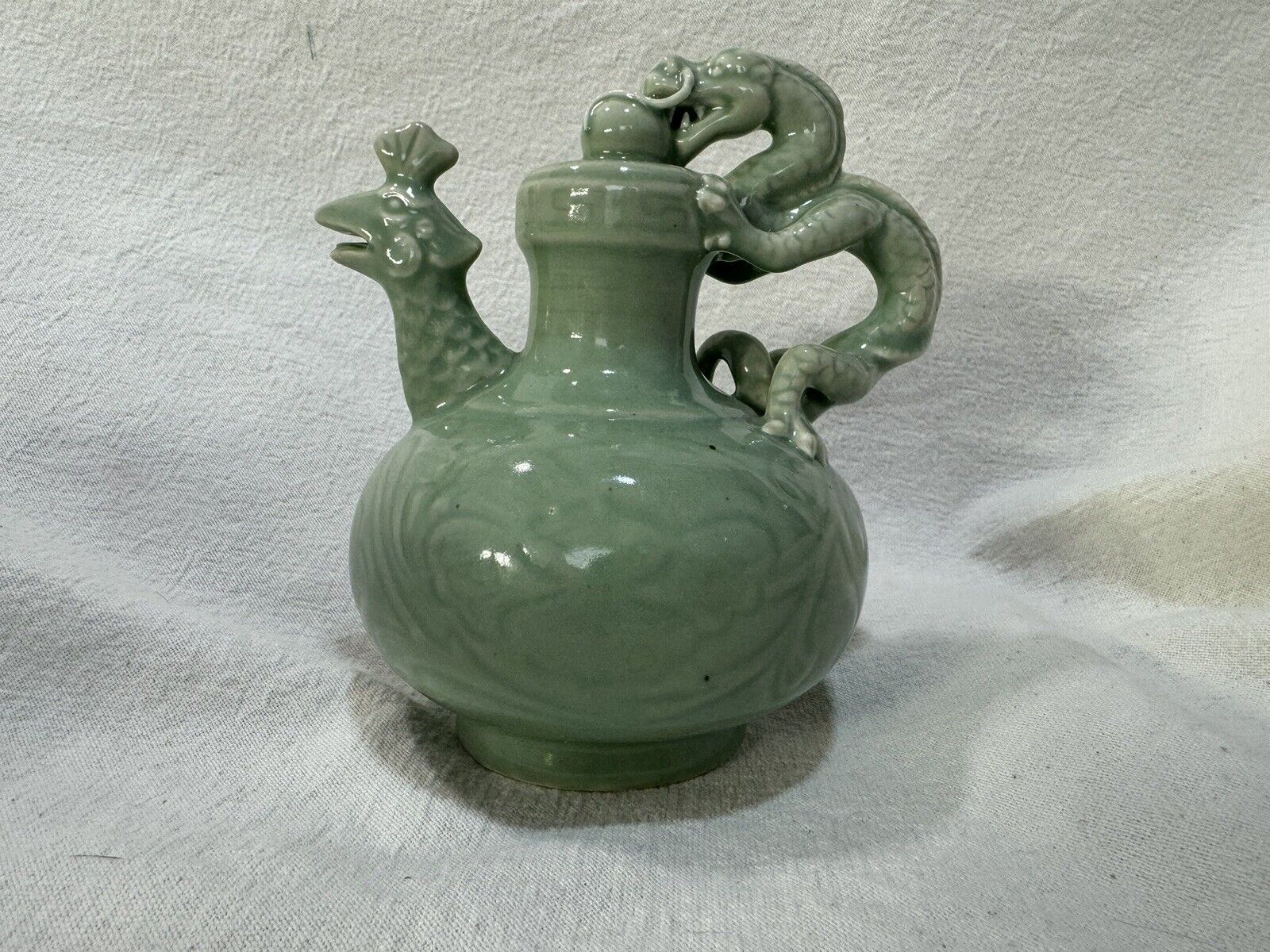 CADOGAN Vintage 1940s Celadon Teapot Dragon Puzzle Mystery Chinese Pottery