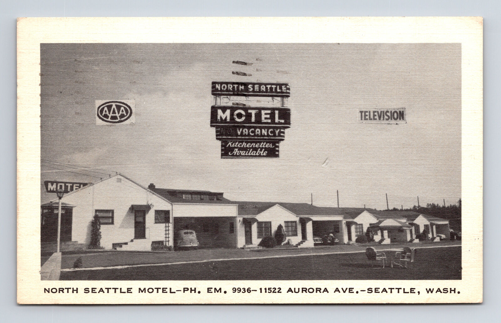 c1955 North Seattle Motel Seattle Washington WA Roadside America Postcard