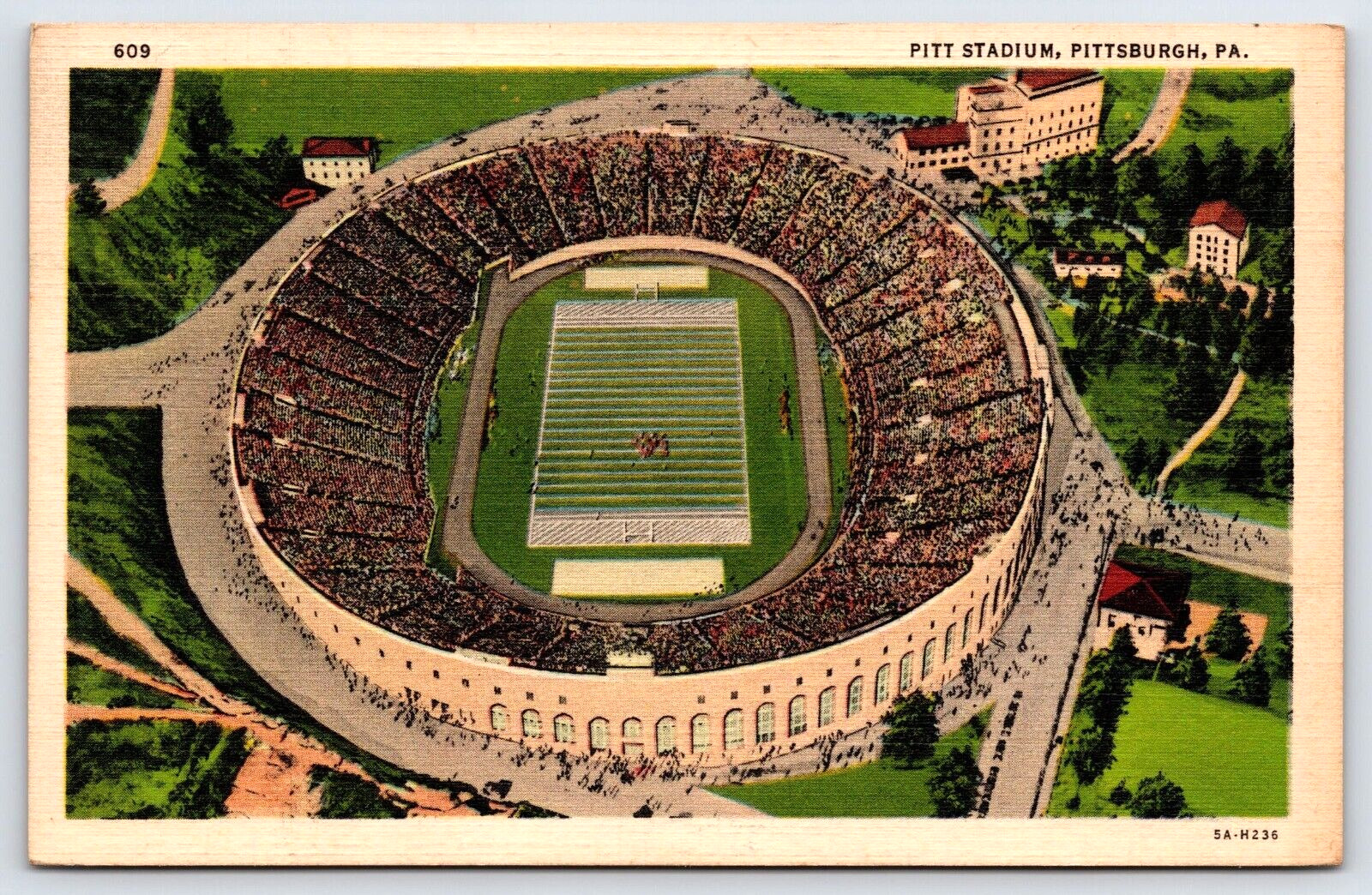 Pittsburg PA-Pennsylvania, Pitt Stadium, Aerial, Antique, Vintage 1938 Post Card