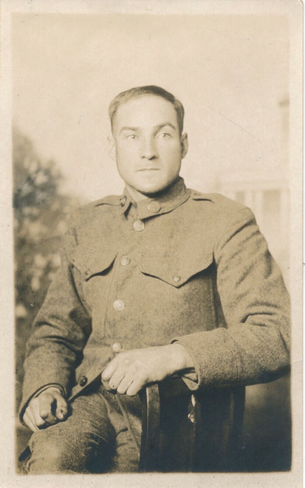 c1914-1918 WWI World War One Soldier in Uniform Photograph