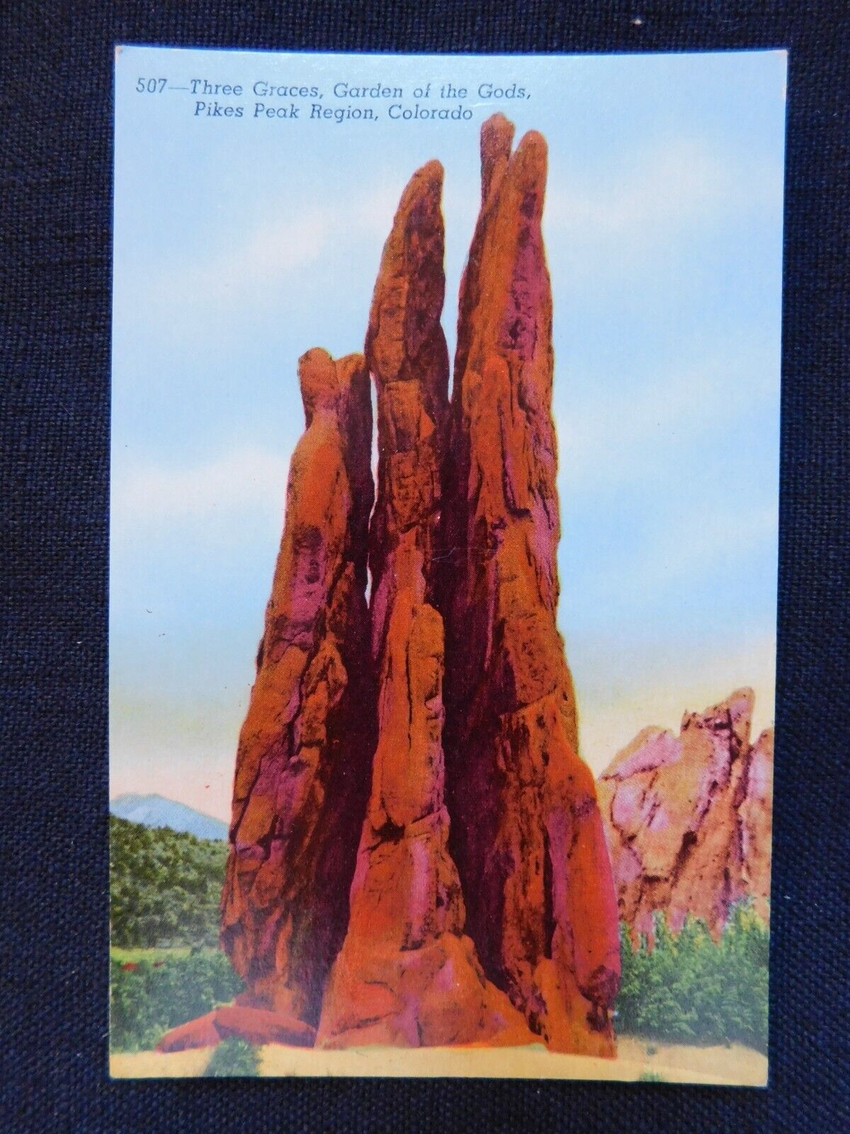 Antique Pre Linen Postcard~ COLORADO~ Three Graces Pikes Peak Region