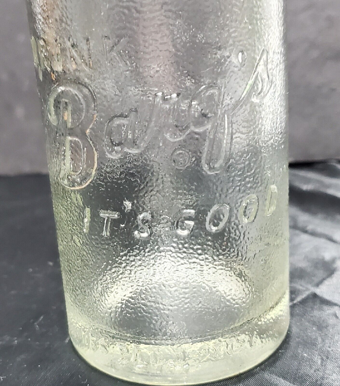 Vintage Barq’s Rootbeer Bottle Clear Embossed “Drink Barq’s It’s Good”