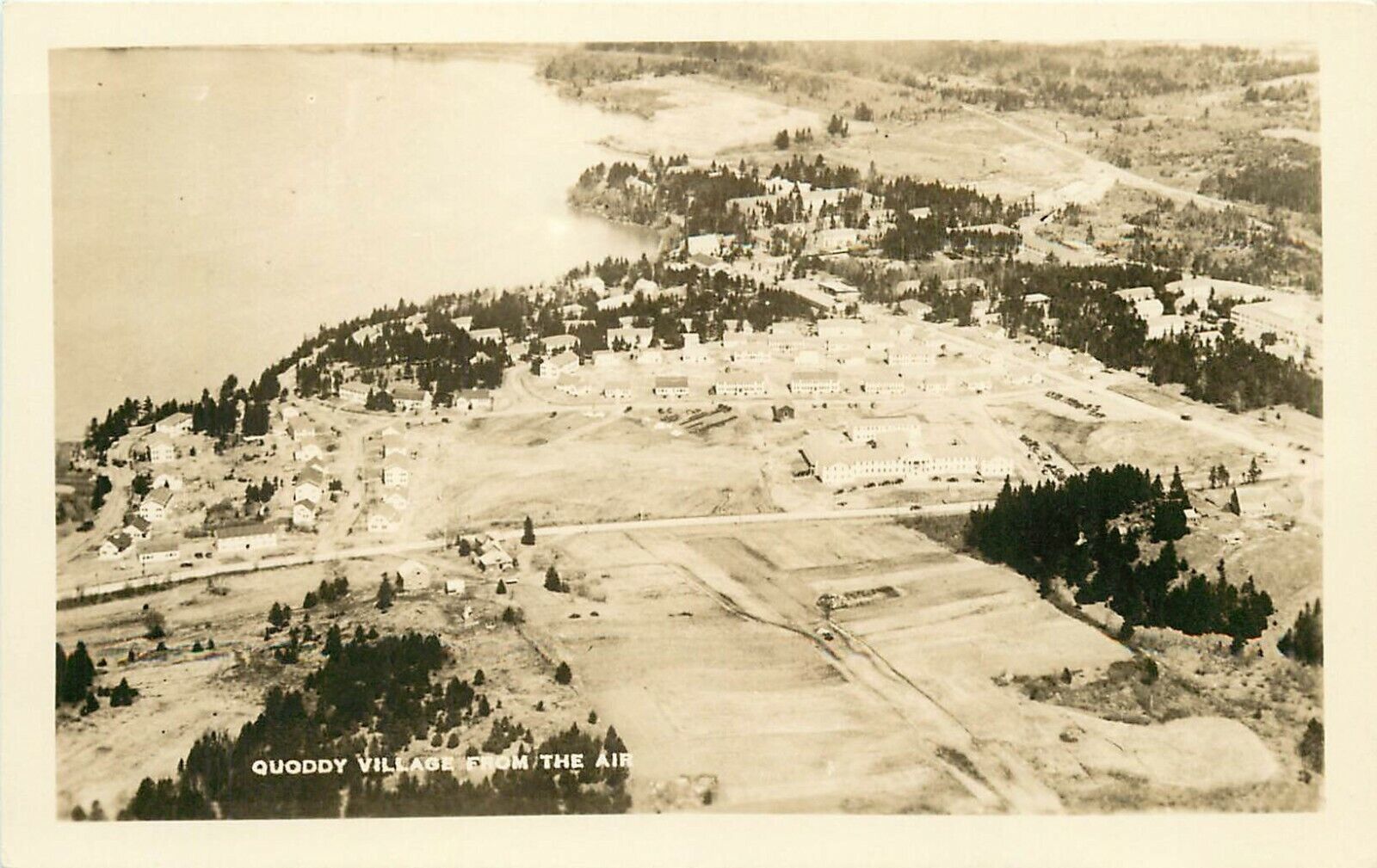 Quoddy Village Yarmouth Maine aerial view RPPC ME Postcard