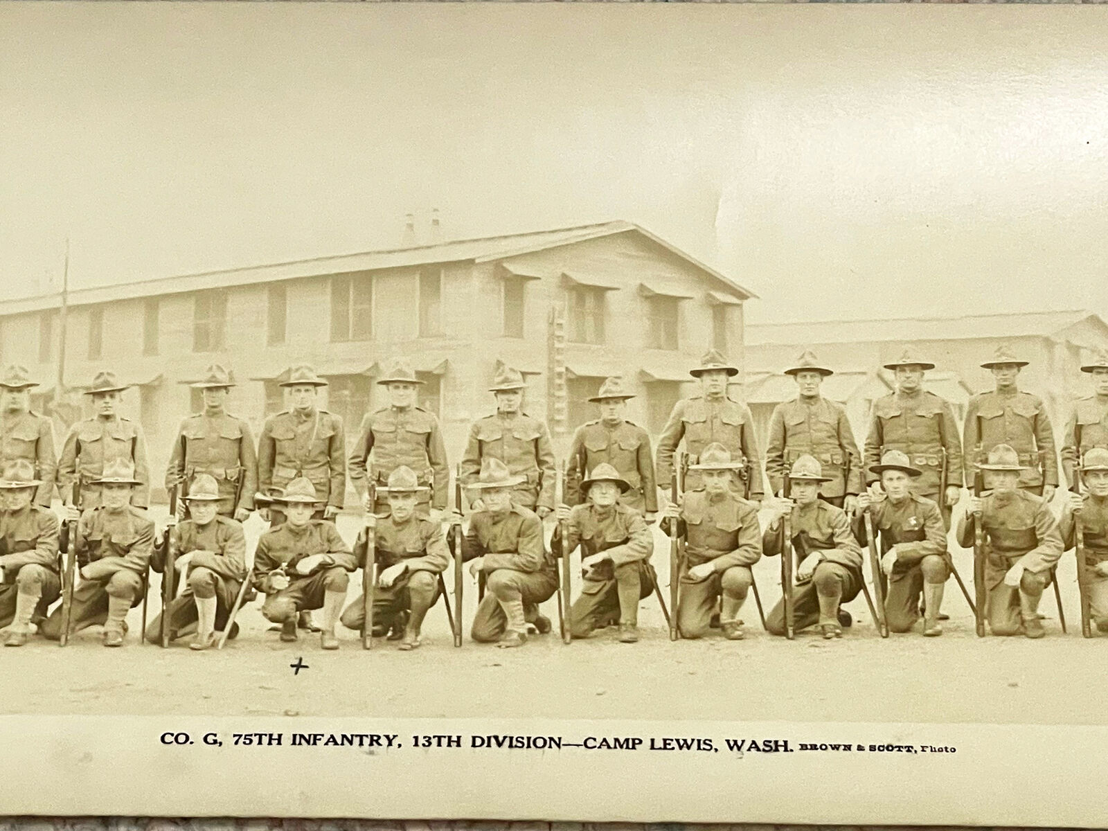 Original WWI PANORAMIC PHOTOGRAPH of CAMP LEWIS WASHINGTON - 75th INFANTRY