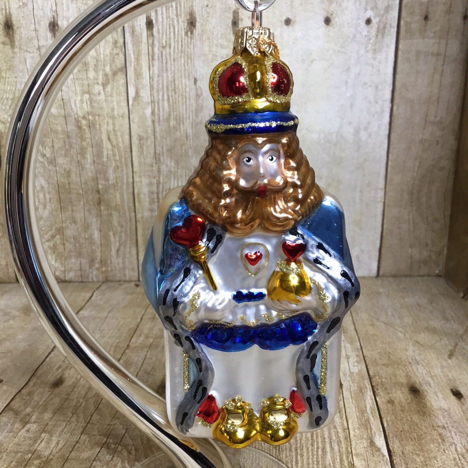 Kurt Adler Polonaise King Hearts Card Royal Suite Glass Christmas Ornament