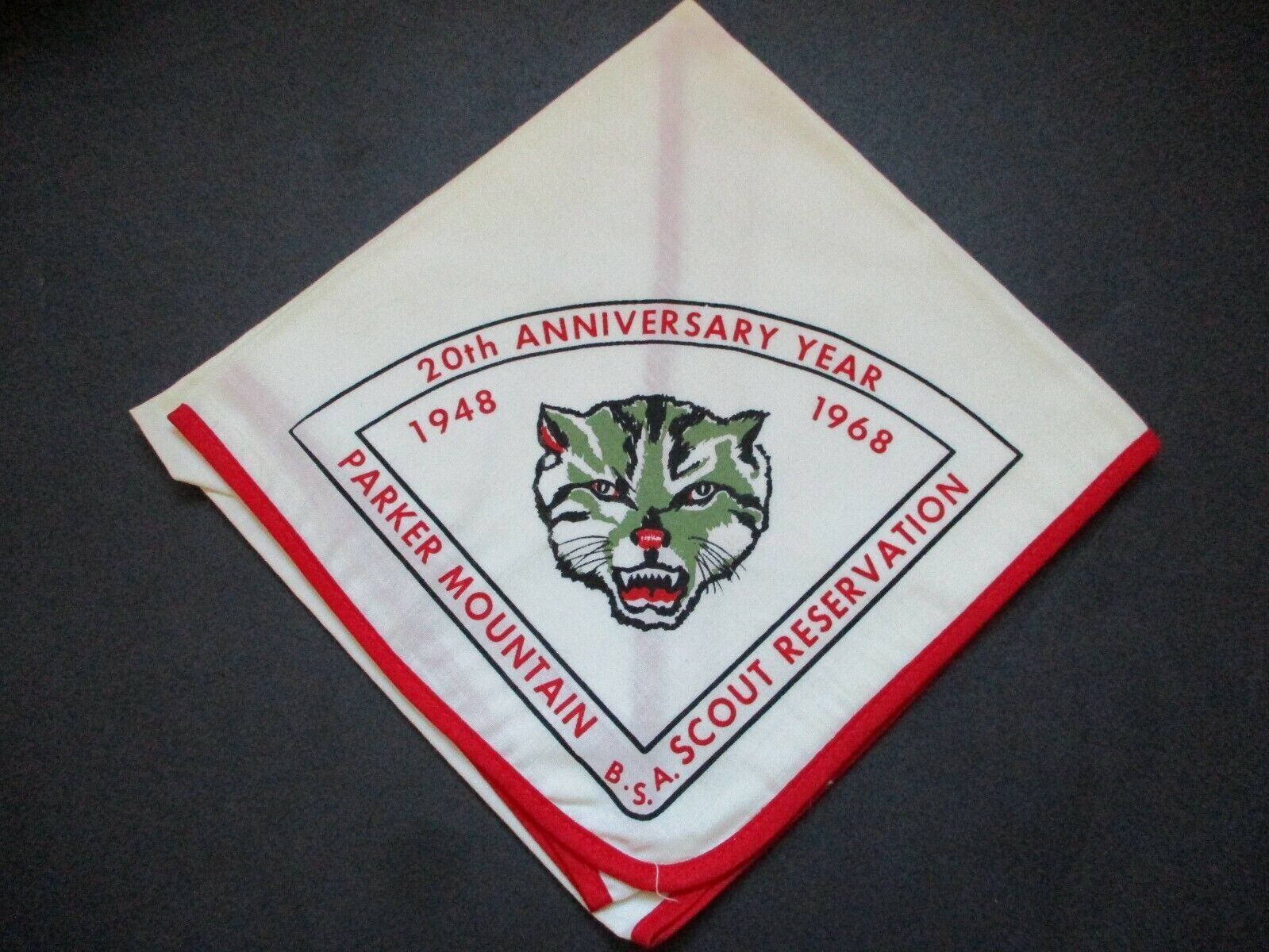 1948 1968 20th Anniversary Parker Mountain Scout Reservation BSA neckerchief