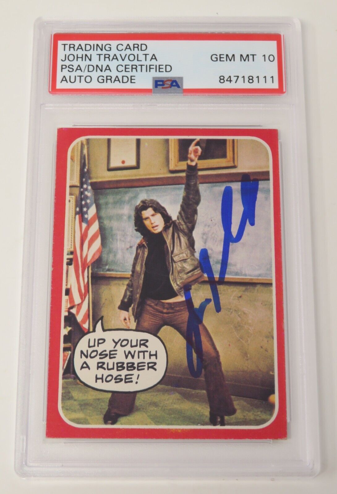 John Travolta WELCOME BACK..  Signed Autograph Auto 1976 Topps Rookie Card 1 PSA