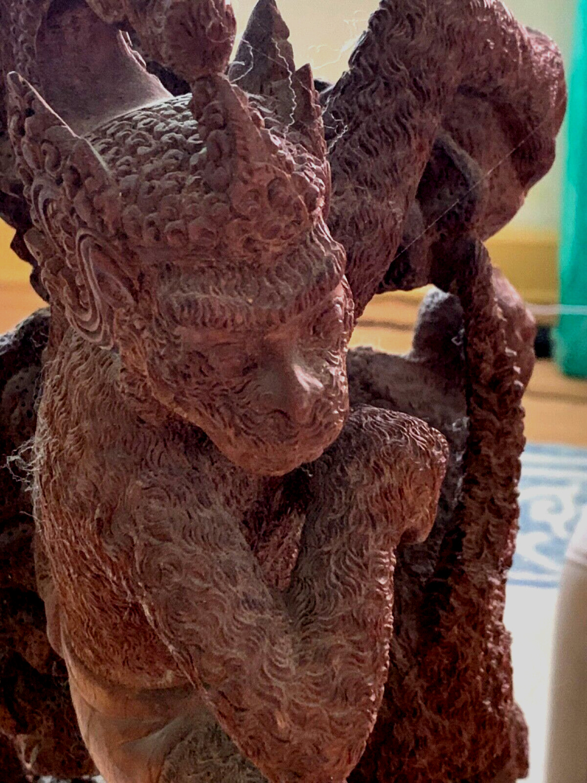 RARE Indonesian Hand carved Teak Hanuman Monkey King Sculpture Mahabharata OLD
