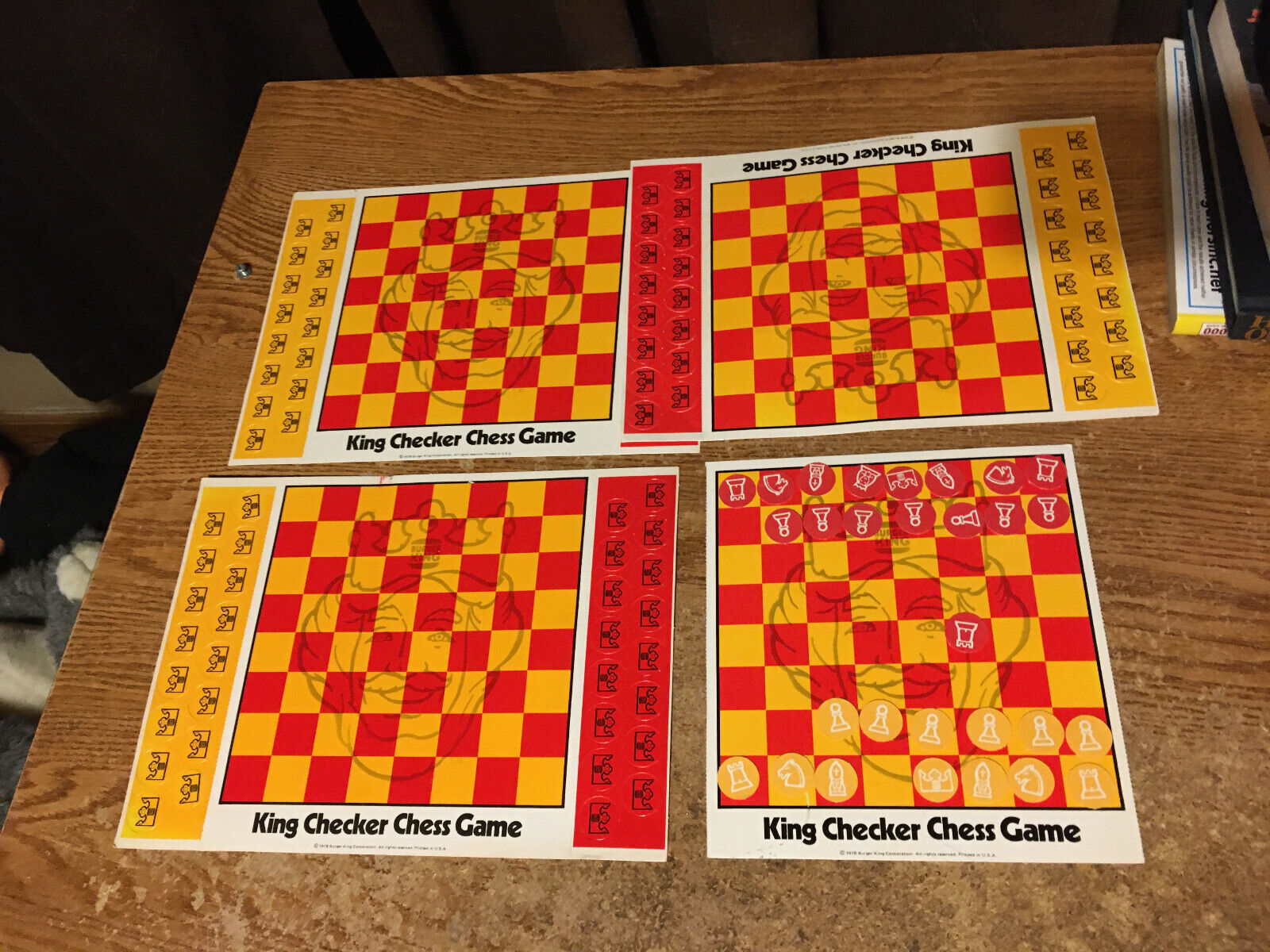 1978 BURGER KING CHECKERS CHESS GAME 4 BOARDS / WRONGWAY052