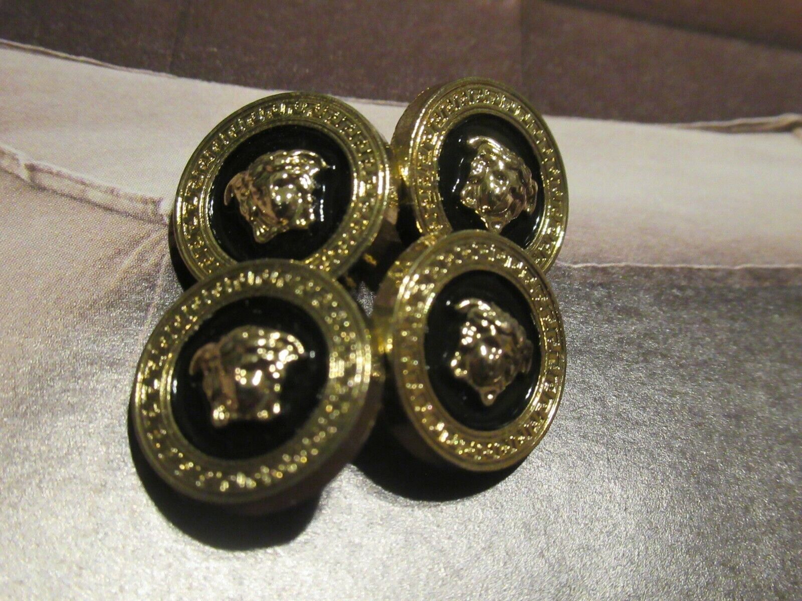 VERSACE  4 buttons  gold tone 15mm BLACK    THIS IS FOR 4