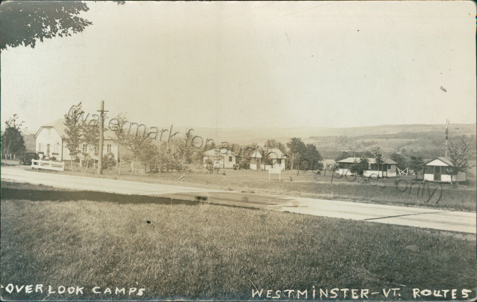 Westminster, Vermont: Overlook Camps 1935 - Vintage Windham Co VT Photo Postcard