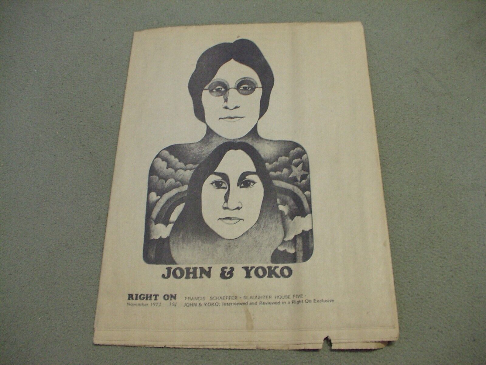 UC Berkeley Right On newsletter, John & Yoko Ono issue, Christianity, Nov. 1972