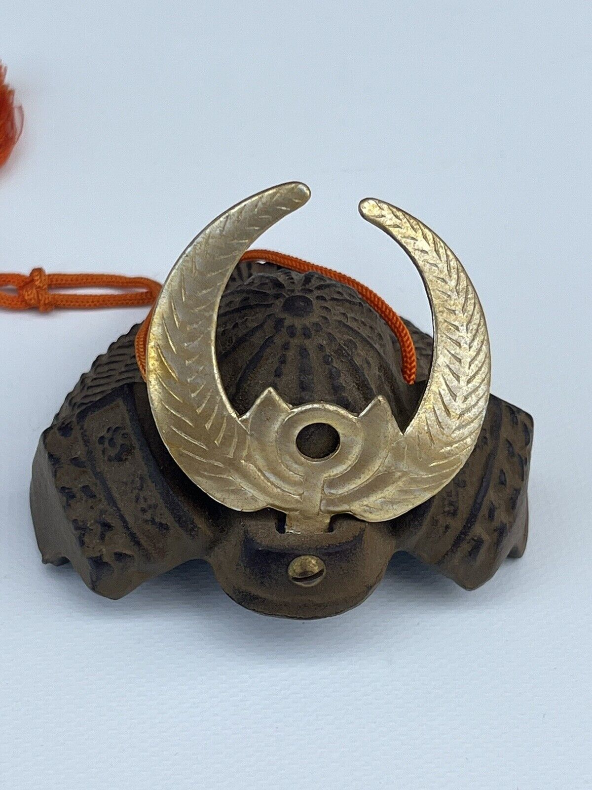 Vintage Japanese Iron Brass Miniature Replica Samurai Kabuto Helmet 3\