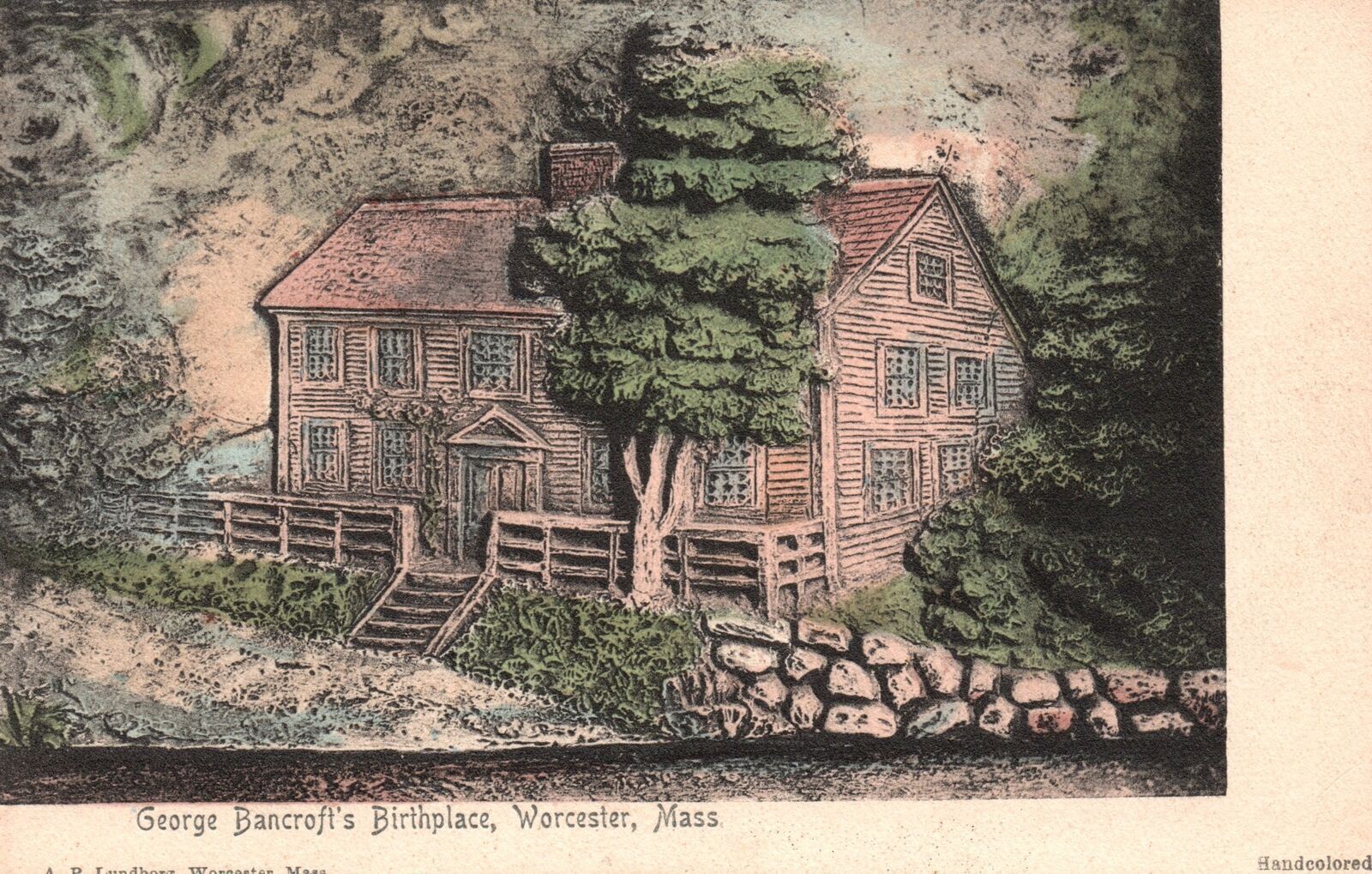 Vintage Postcard George Bancroft\'s Birthplace House Worcester Massachusetts MA