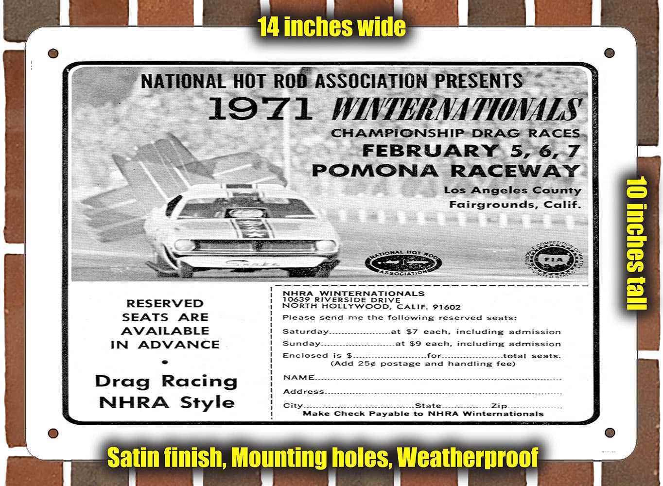 Metal Sign - 1971 NHRA Winternationals- 10x14 inches