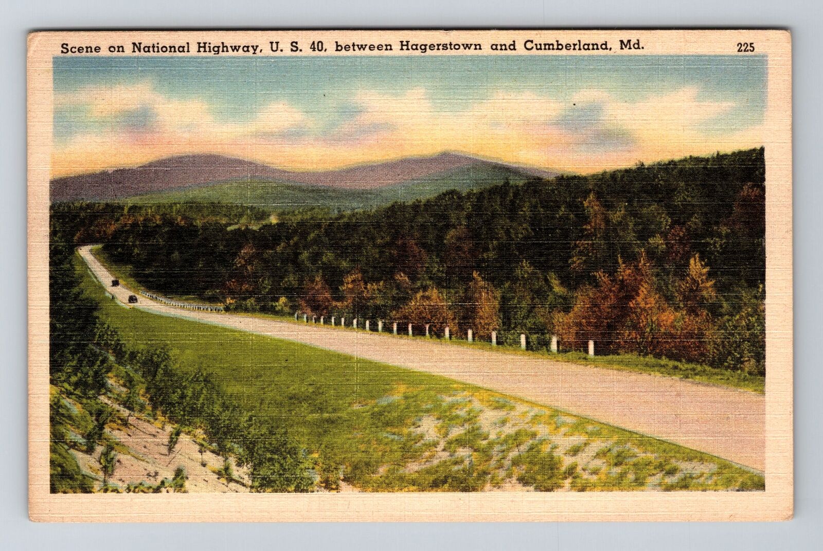 Cumberland MD-Maryland, Scene On National Highway, US 40, Vintage Postcard