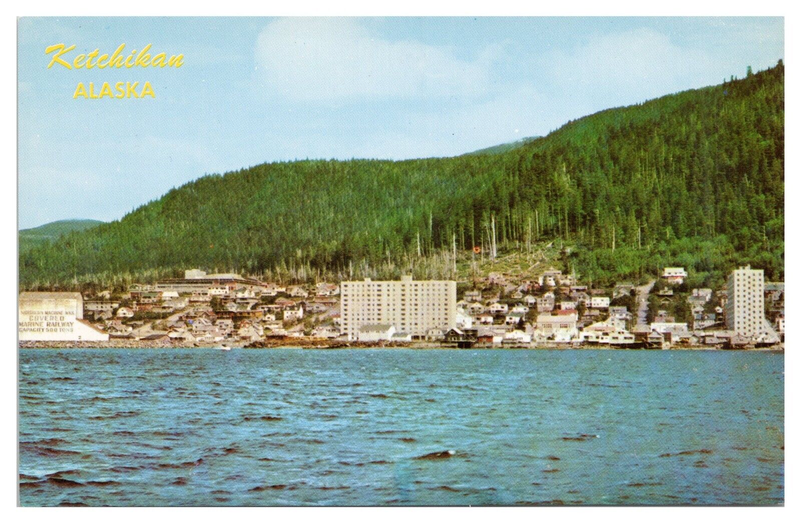 Vintage Ketchikan Alaska Postcard View from the Ocean Unposted Chrome