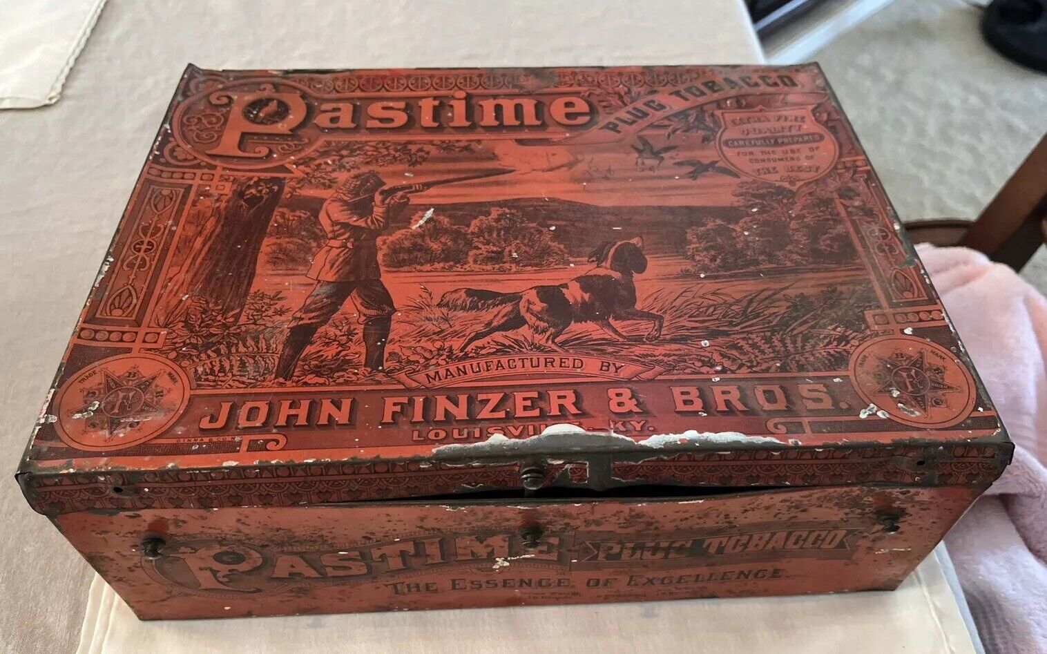 Antique 1890s Pastime Plug Tobacco Advertising Tin General Store Counter Display