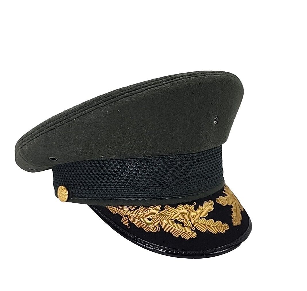 BERKSHIRE DELUXE Military Army Green Uniform Dress Wool Visor Hat New 6 5/8\