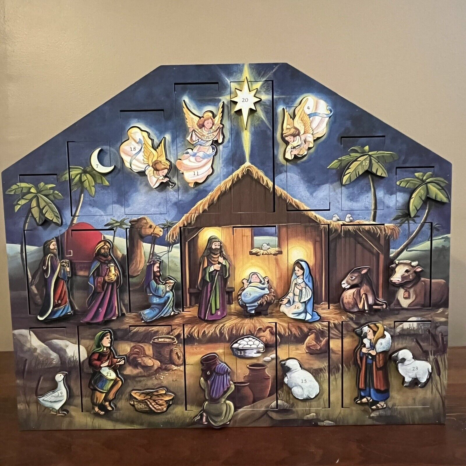 Byers\' Choice Traditions Wooden Christmas Nativity Advent Calendar