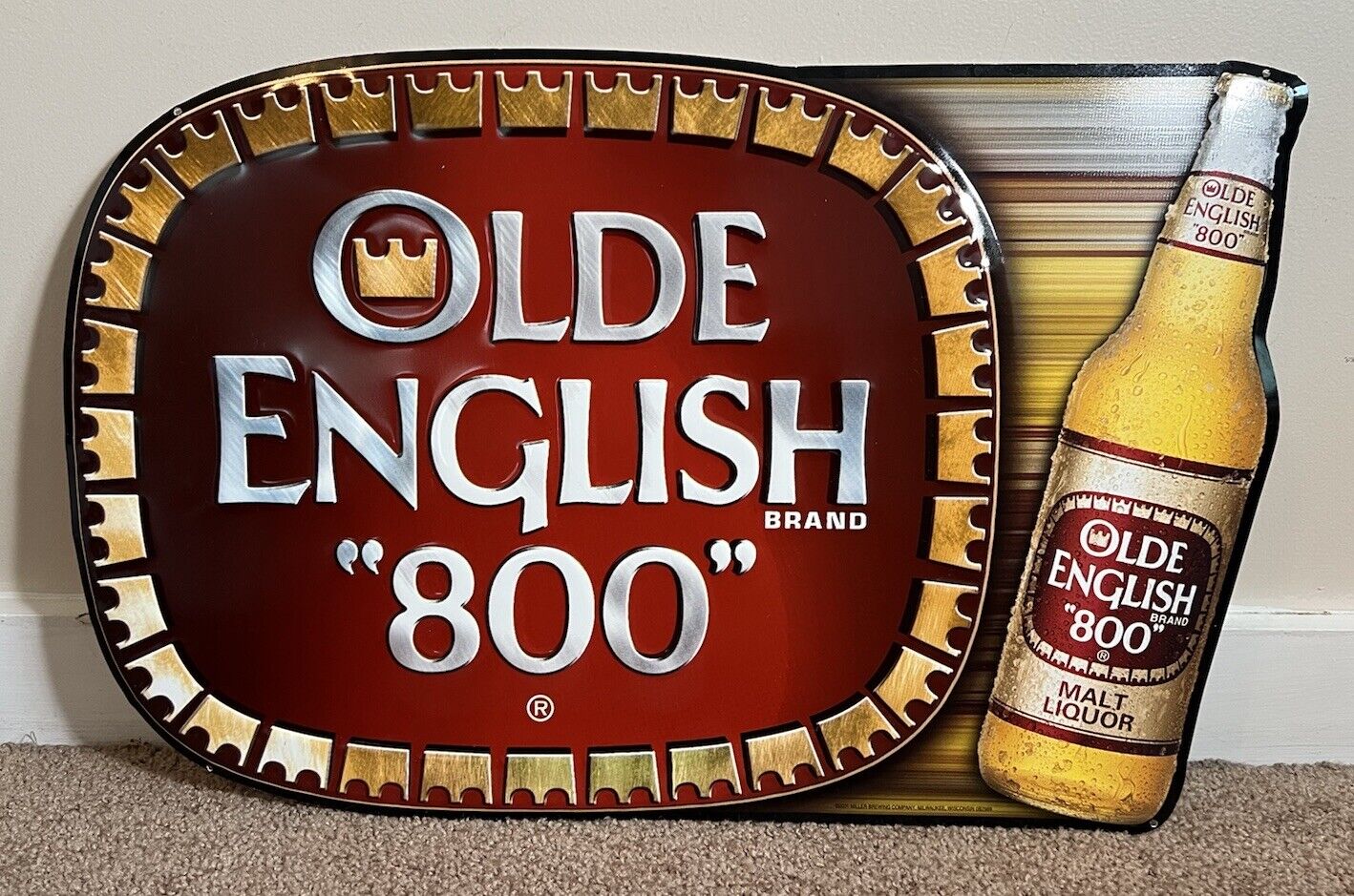 Vintage Olde English Metal Beer Sign 24”x15”