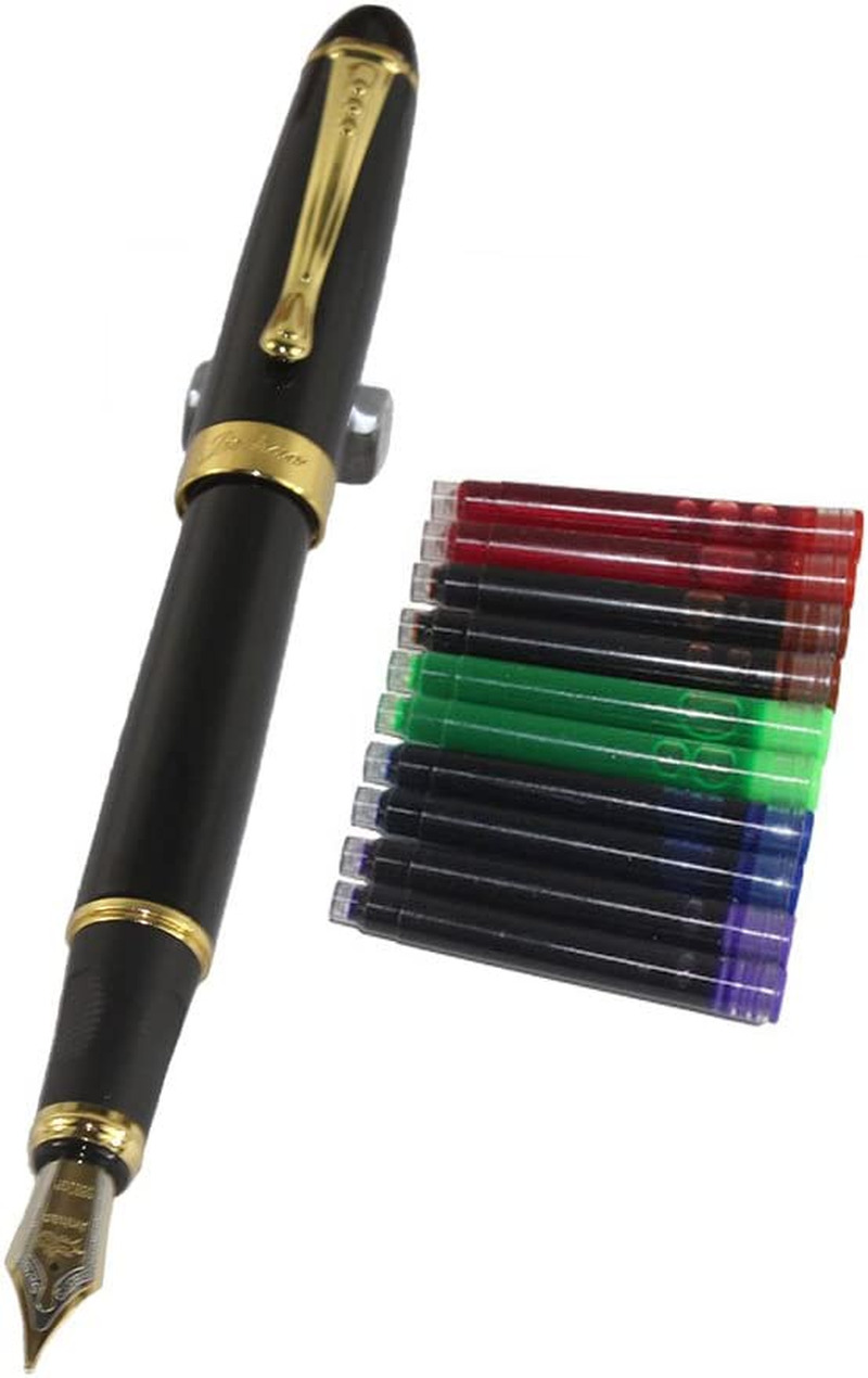 450 Normal Nib Fountain Pen Dark Blue with 5 Color  Ink Cartridges
