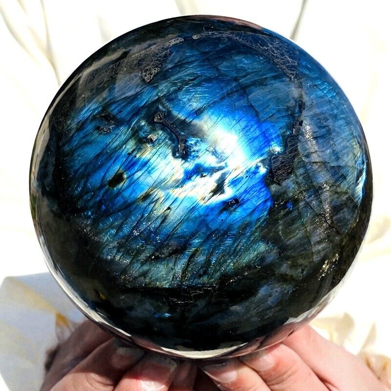6.63LB Natural Labrador flash moonstone crystal ball Quartz crystal energy ball