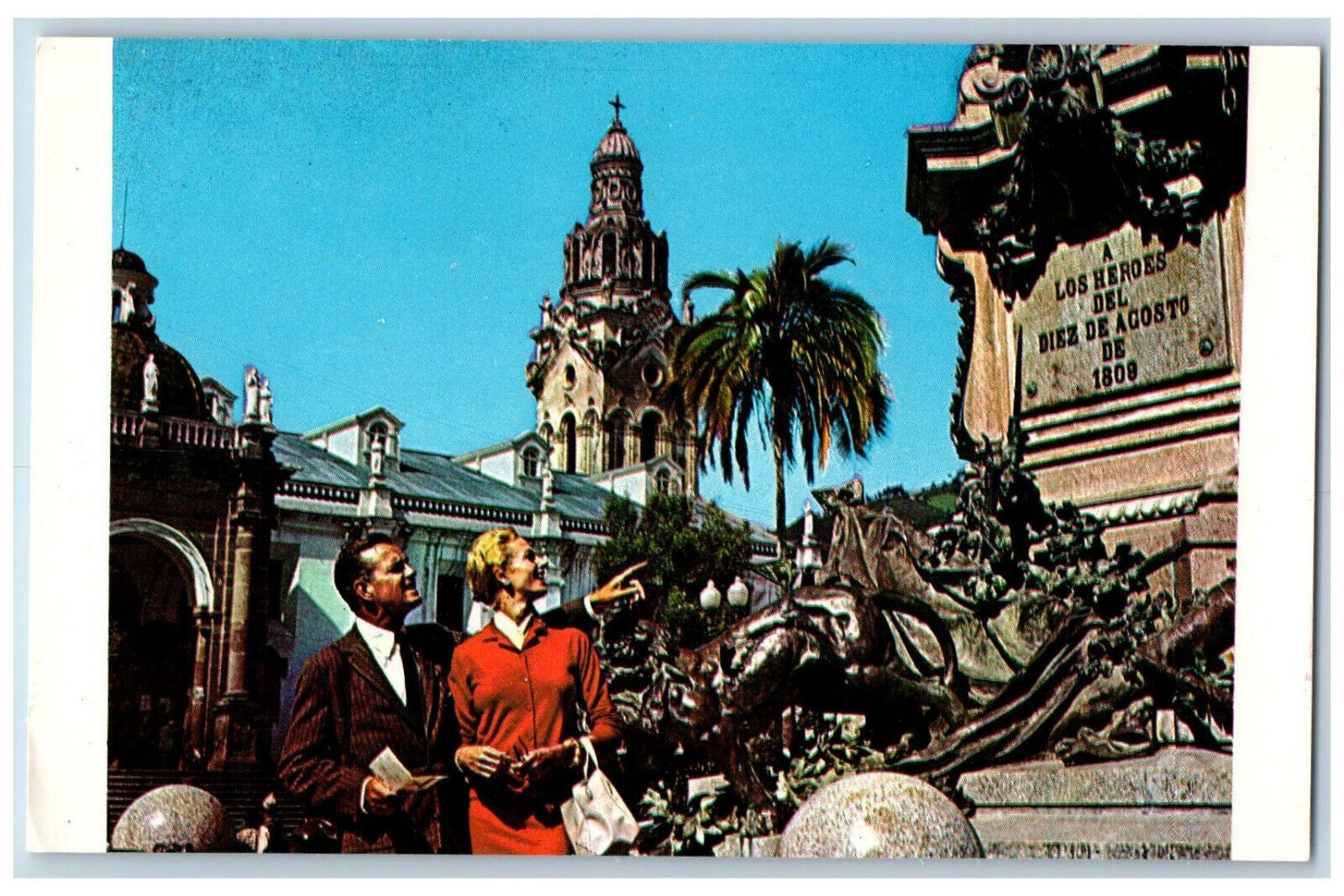 Ecuador Postcard Panagra Square in Quito Panagra Airways Sky Card c1950\'s