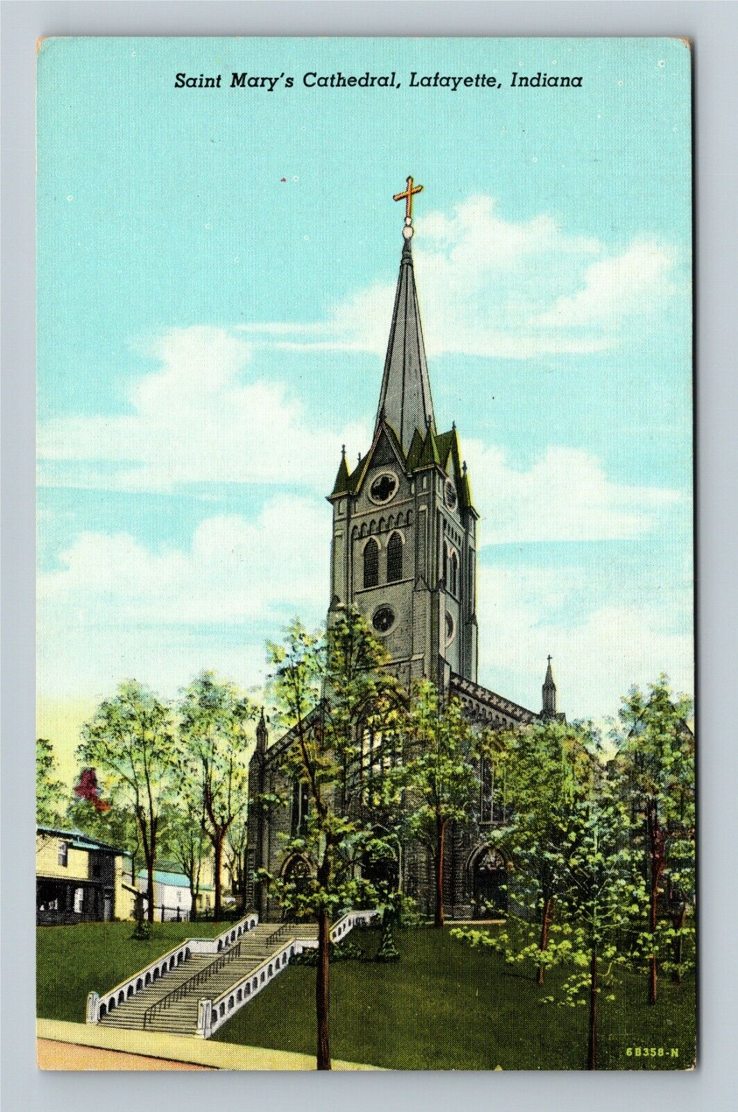 Lafayette IN-Indiana, Saint Mary\'s Cathedral, Vintage Postcard