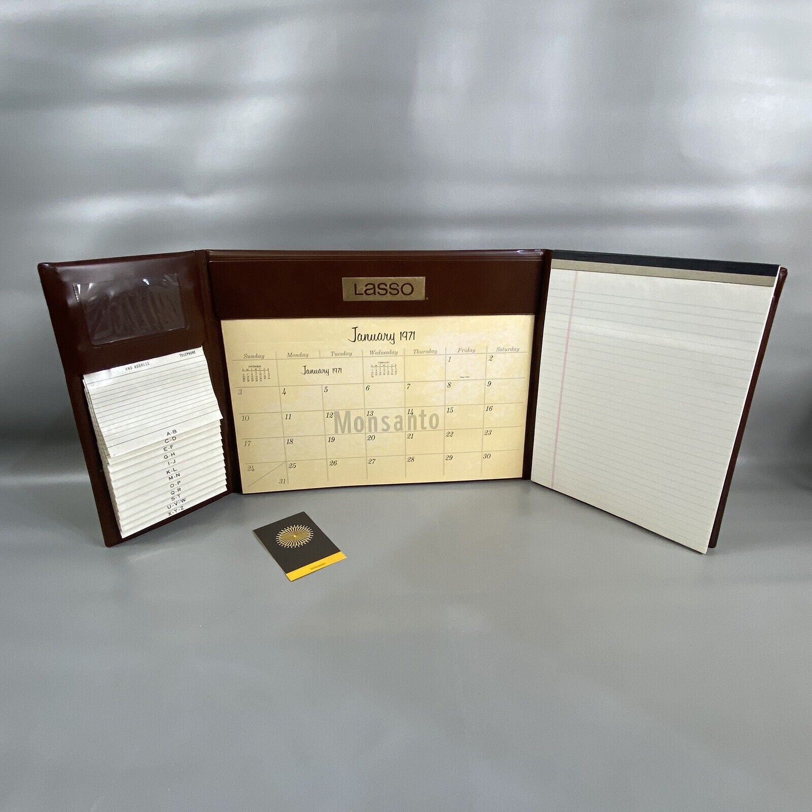 Vintage Lasso 1971 Classic Desk Secretary Set Address Book Calendar Memo Pad 