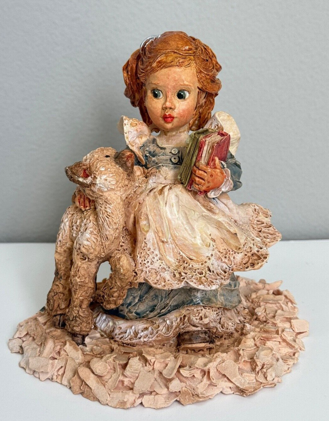 Enesco Figurine Mary Had a Little Lamb Whittle Vintage Nursery Rhymes Decor