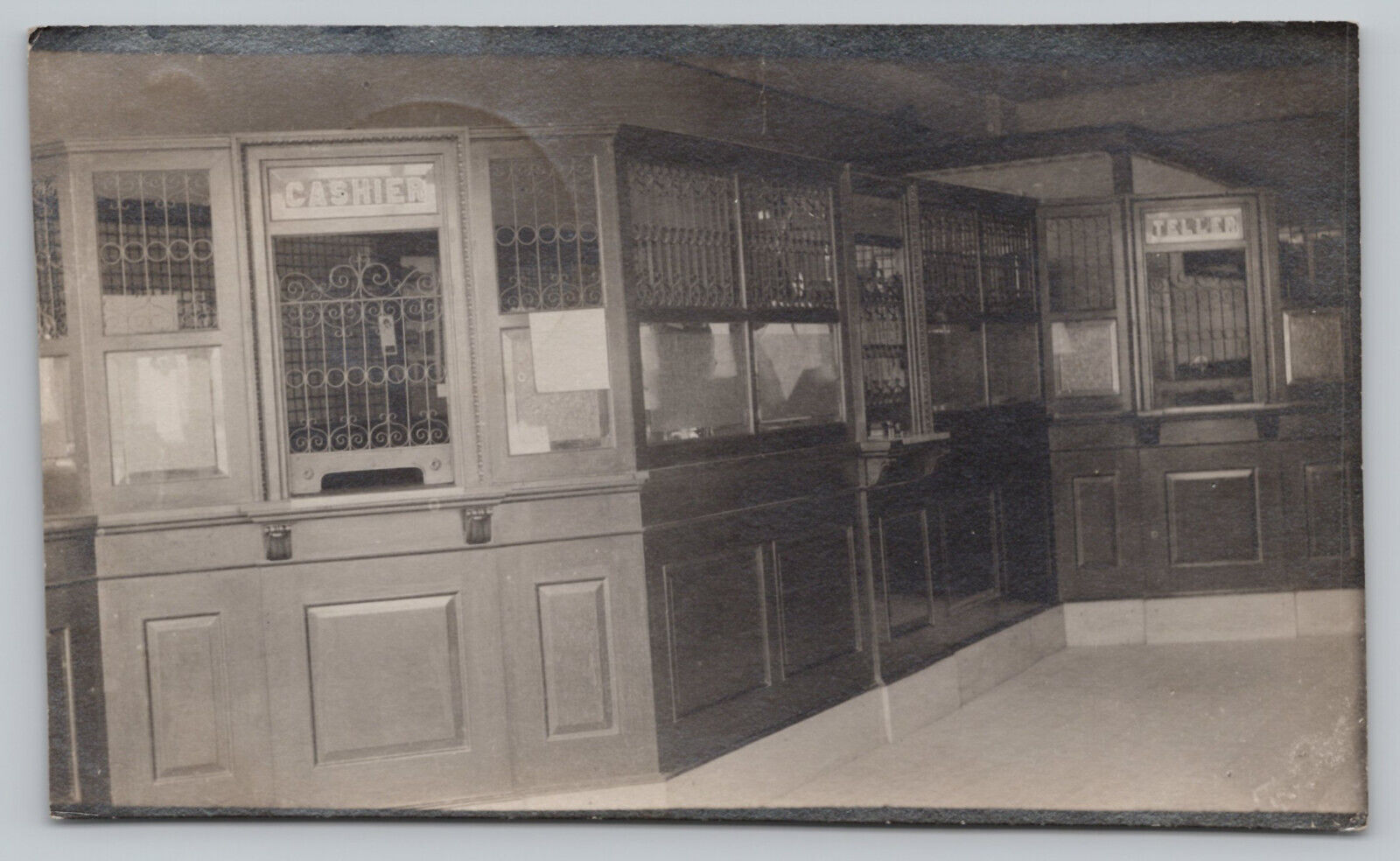 RPPC Mentone IN Indiana - 1st National Bank Interior  Real Photo Postcard  c1910