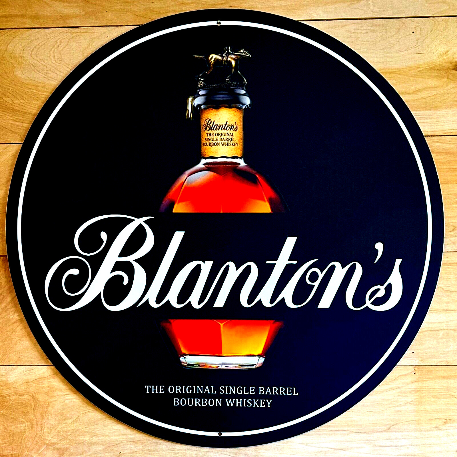 Blanton's Bourbon Whiskey Sign 24 inch diameter aluminum wall decor