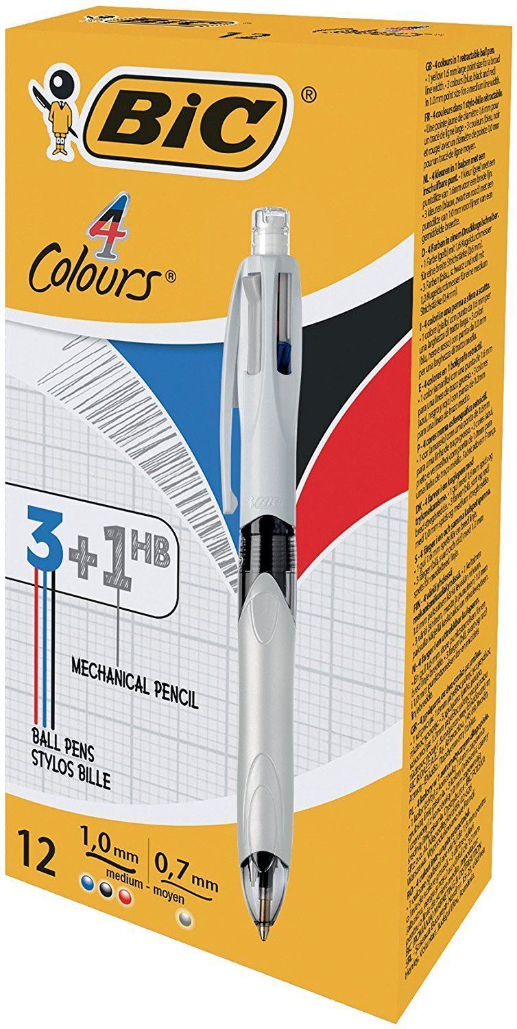Bic 4 Colours Ballpoint Pen and Mechanical Pencil, Box of 12