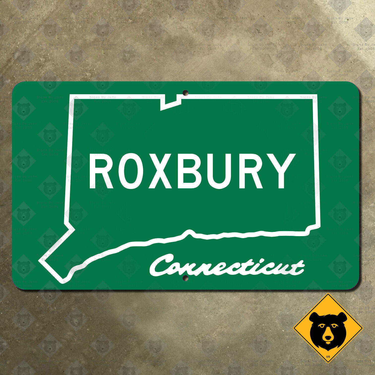Connecticut Roxbury city limits sign highway boundary marker outline 35x21