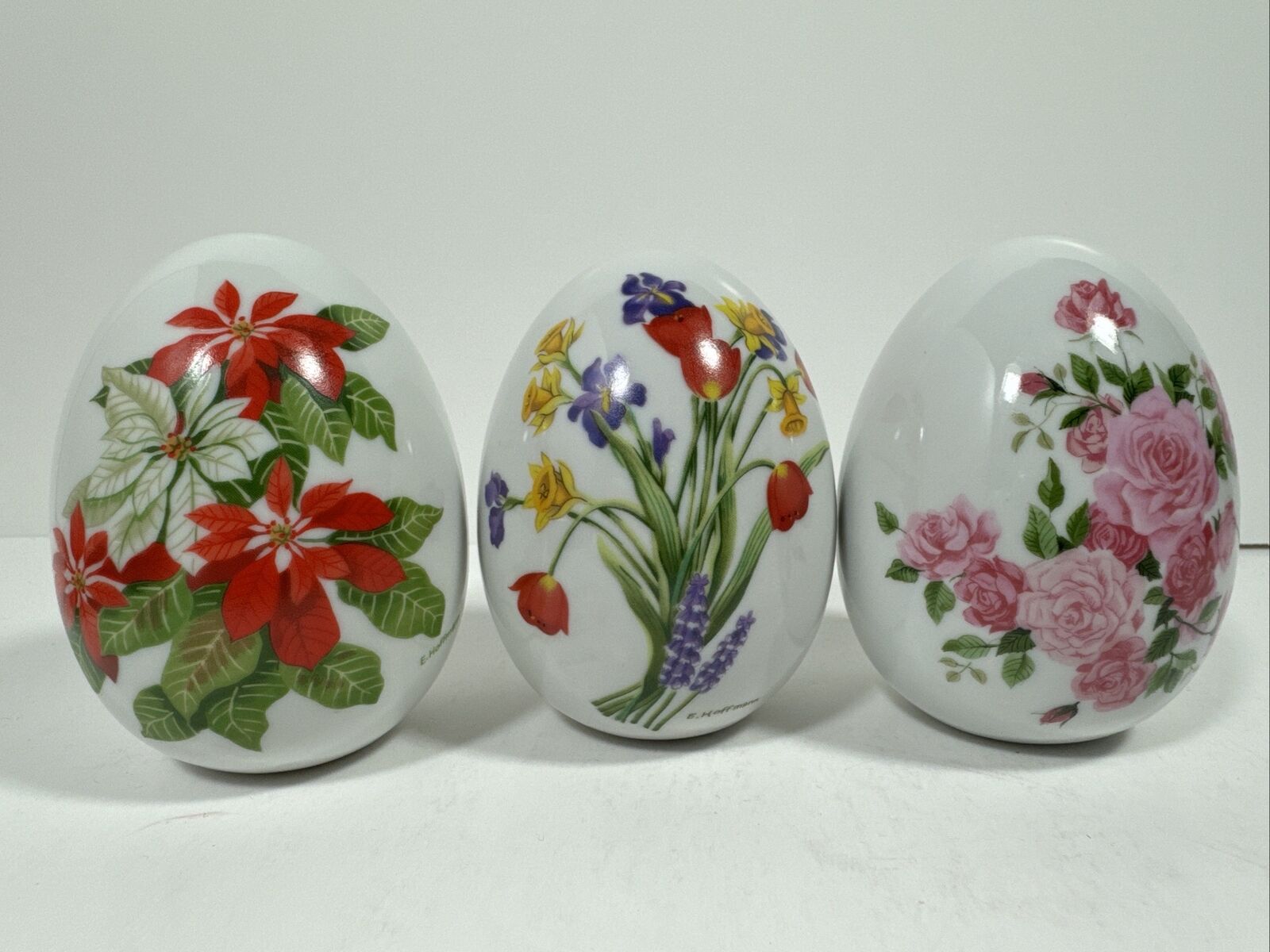 Set Of 3 Avon Collectible Eggs Autumn’s Color Winter’s Treasure Figurines 87-88