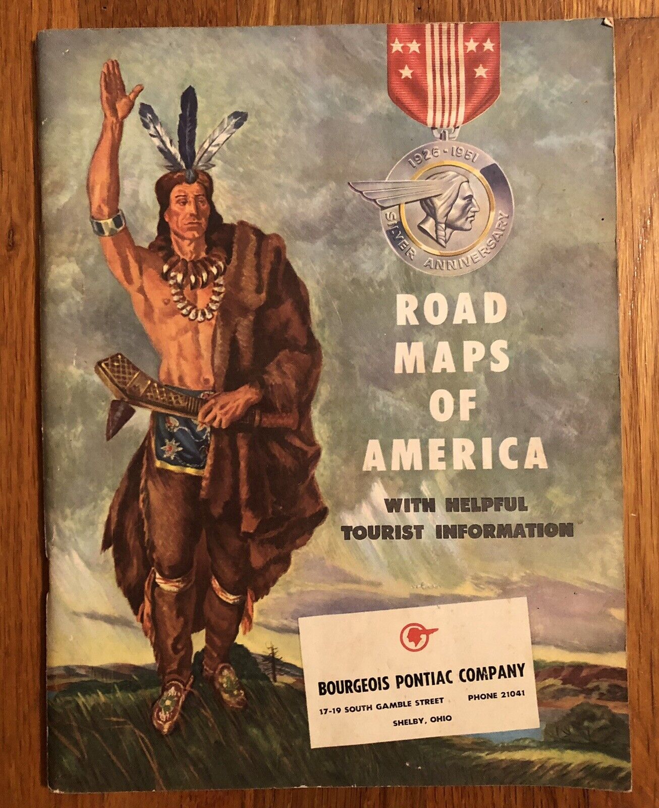 Vintage 1951 Pontiac Road Maps of America Atlas Bourgeois Pontiac Shelby, Ohio