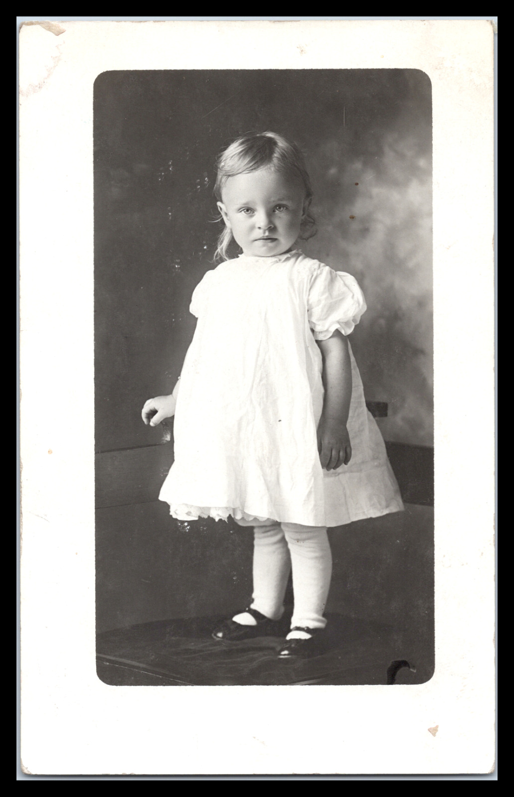 Vintage Postcard RPPC Toddler Girl in White Dress Early 1900\'s
