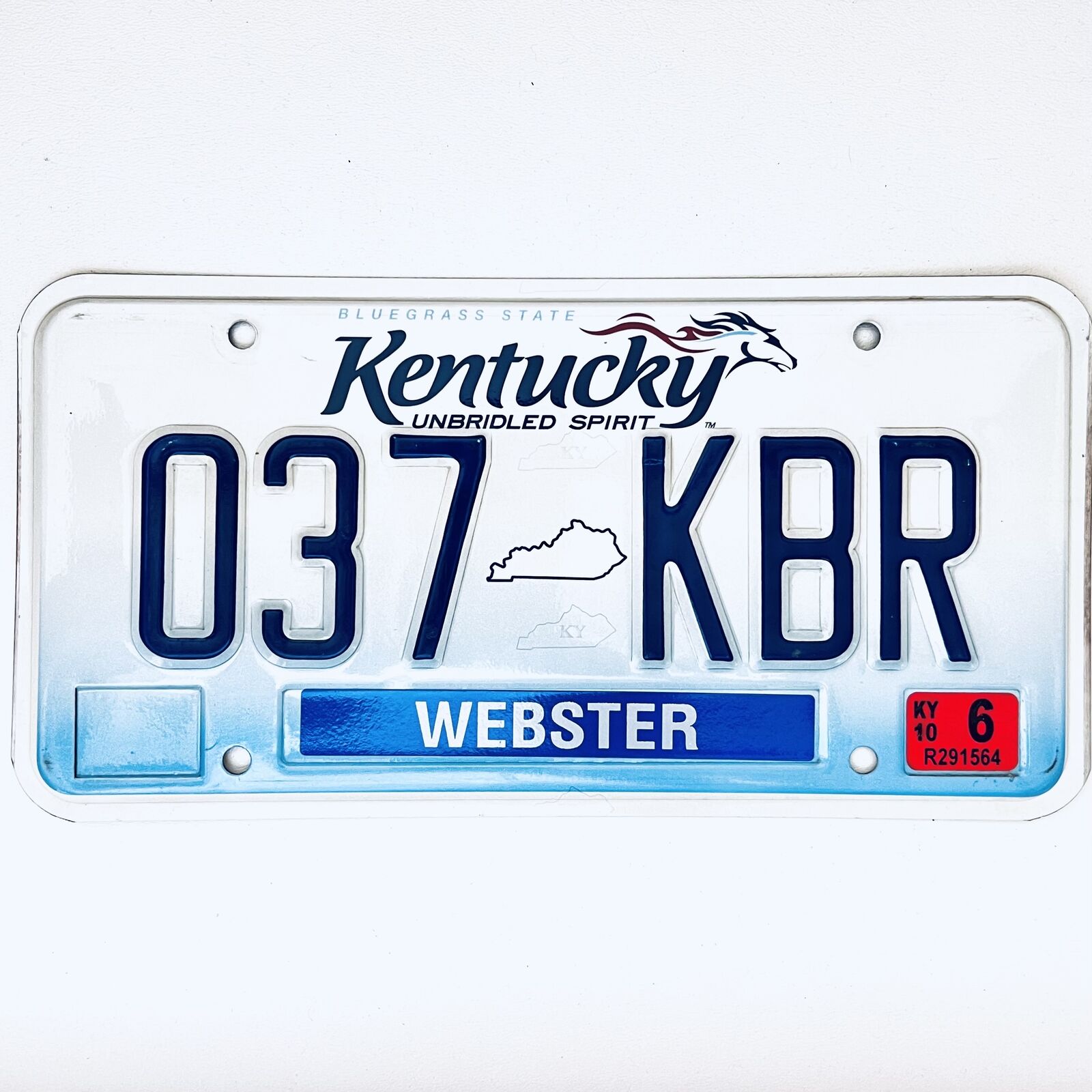 2010 United States Kentucky Webster County Passenger License Plate 037 KBR