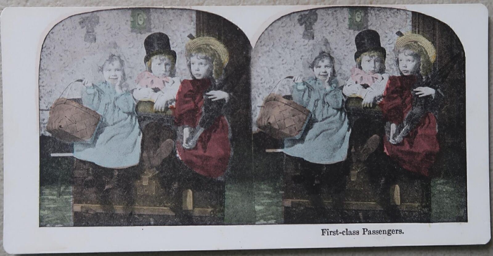 1920s CUTE VICTORIAN CHILDREN DRESSED AS STEAMSHIP PASSENGERS STEREOVIEW 28-58