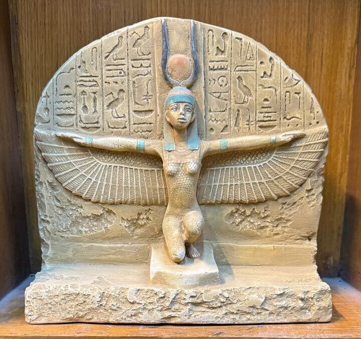 RARE ANCIENT EGYPTIAN ANTIQUES Statue Heavy for Goddess Isis With Open Wings BC