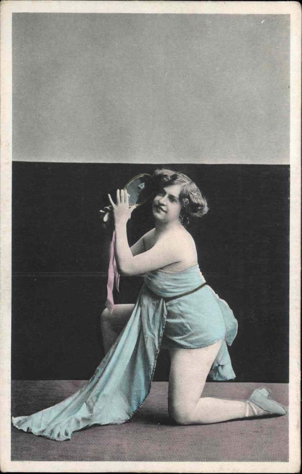 Burlesque Beautiful Woman Vintage Clothing Antique Mirror c1910 Postcard