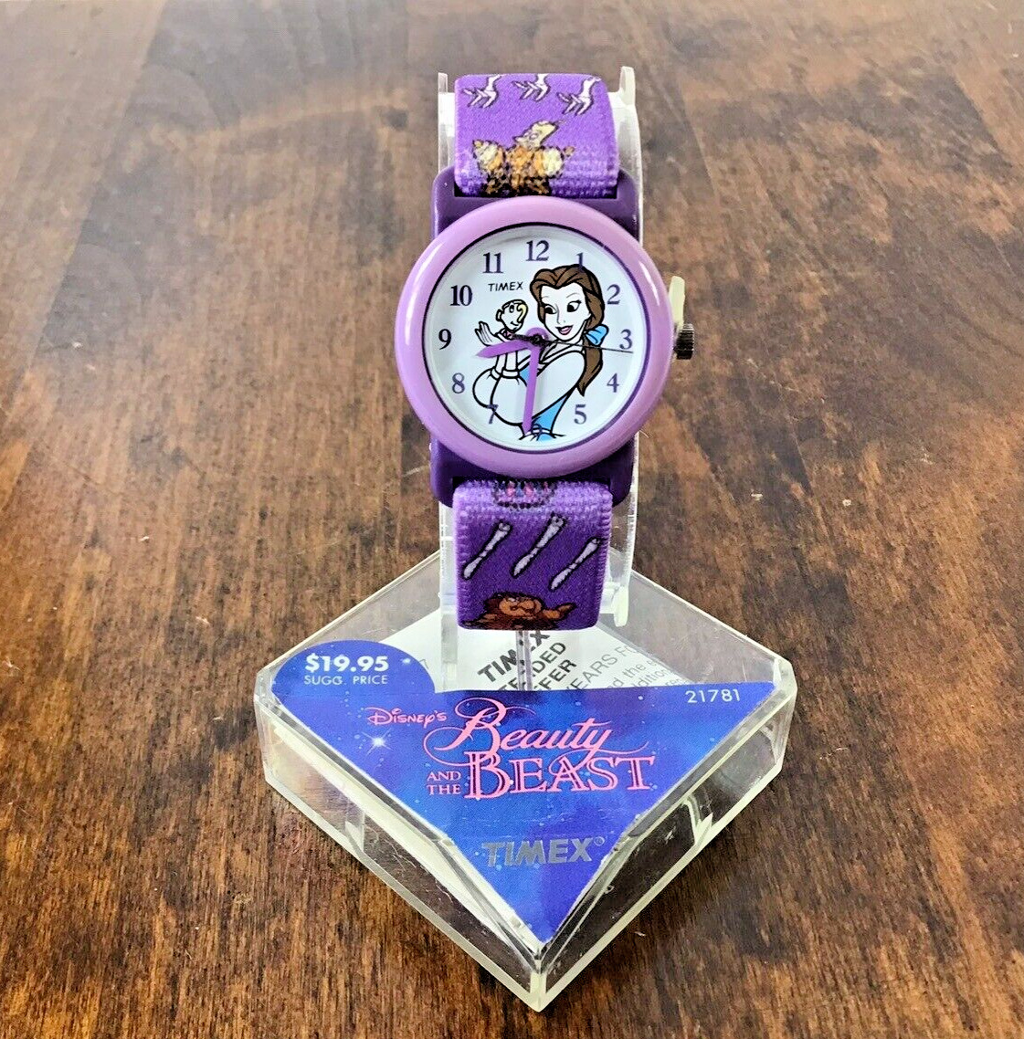 NWT Timex Disney\'s Beauty And The Beast Wrist Watch Purple 21781