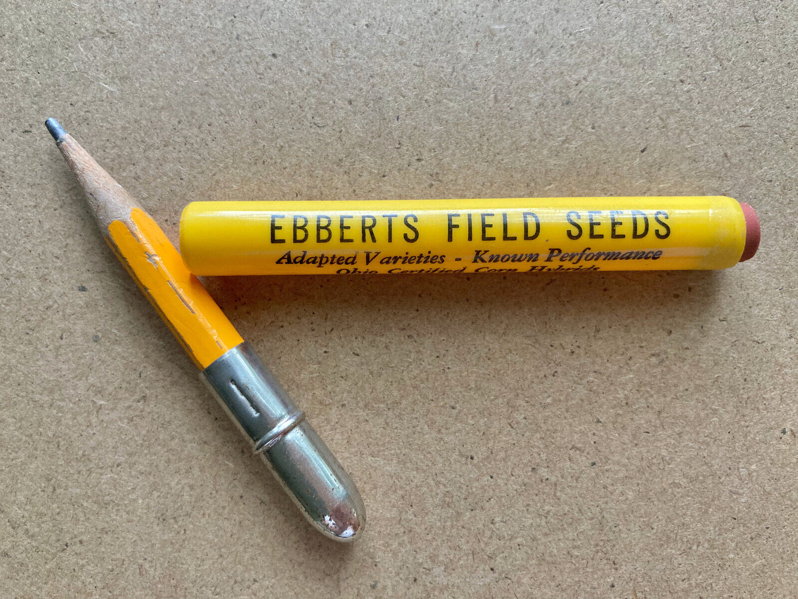 Vintage Bullet Pencil Ebberts Field Seeds Covington, Ohio Advertising Farming