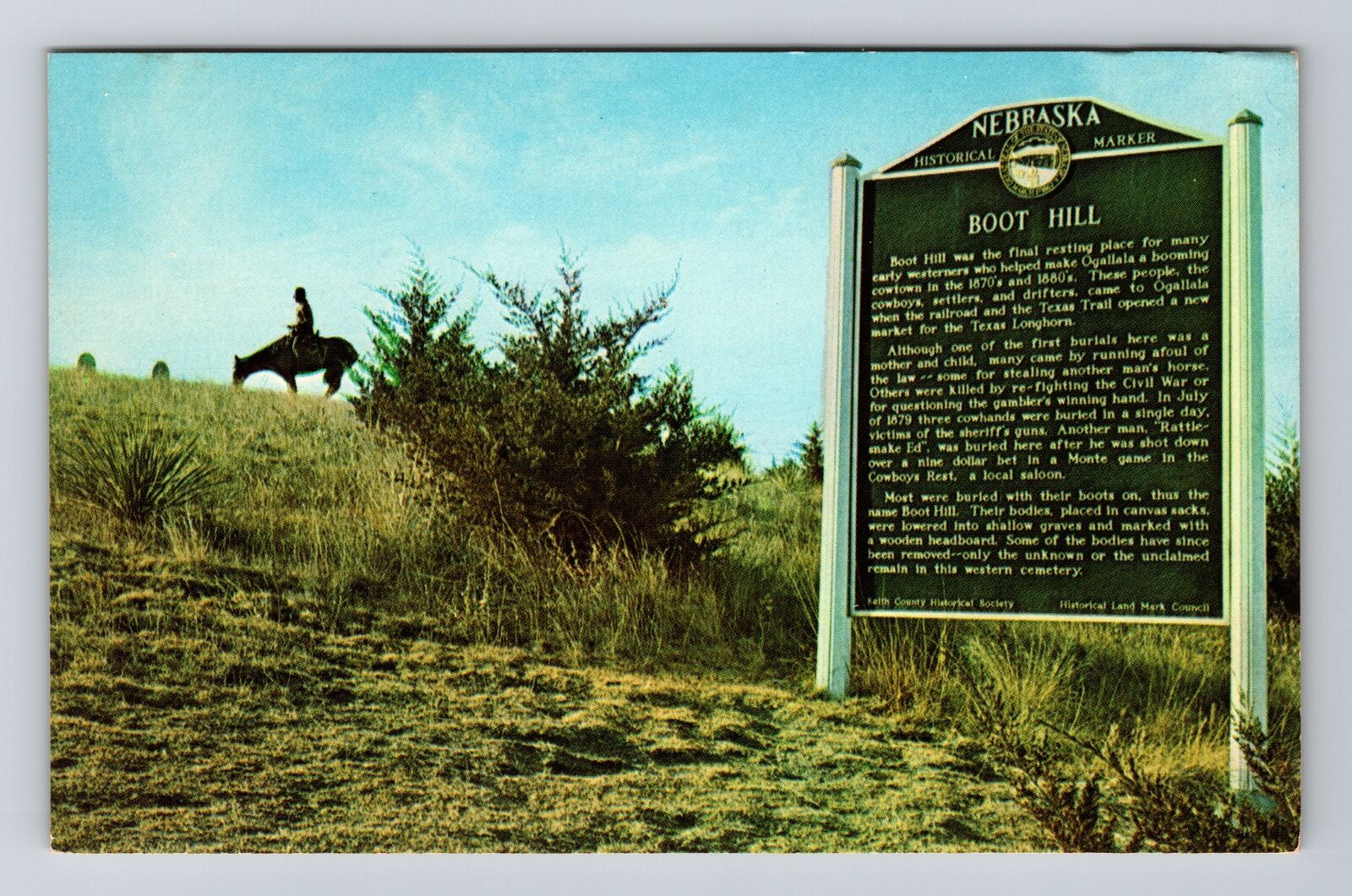 Ogallala NE-Nebraska, Boot Hill Cemetery, Vintage Postcard